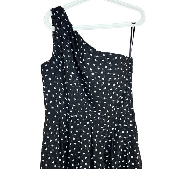 WHBM Asymmetric Dress Size 10 Black and White Polka Dot Twee Cocktail Preppy - Picture 4 of 10